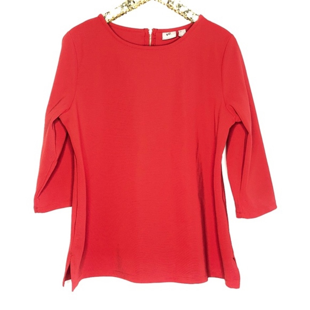 [Chico's] red 3/4 sleeve ribbed top #T11